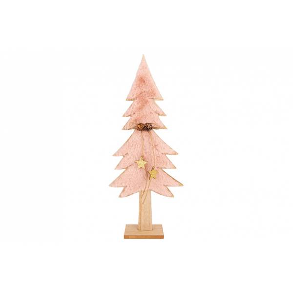Kerstboom Fake Fur Roze 31x13xh4cm Ander E Hout 