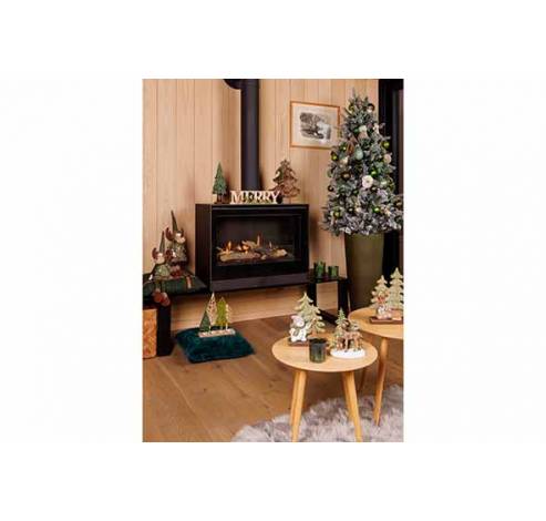Theelichthouder X4 Tree Deco Goldy Green  Multi-kleur 29,5x25xh7,5cm Hout  Cosy @ Home