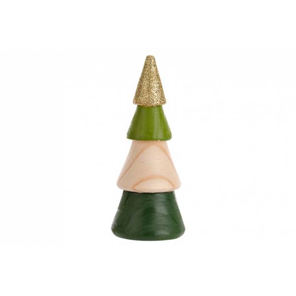 Kerstboom Goldy Green Multi-kleur 6x6xh1 5,5cm Rond Hout 