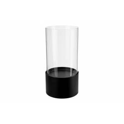 Windlicht Zwart 12,6x12,6xh22cm Cilindri Sch Metaal-glas 