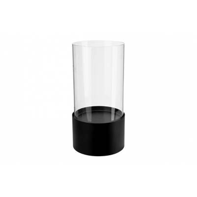 Windlicht Zwart 12,6x12,6xh22cm Cilindrisch Metaal-glas 