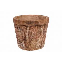 Cosy @ Home Bloempot Bark Look Bruin 14x14xh12,5cm R Ond Conisch Cement 