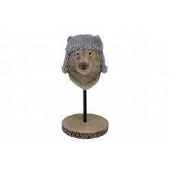 Cosy @ Home Beerhoofd Fur Hat On Stander Bruin 20,5x24,8xh38,8cm Langwerpig Polyresin