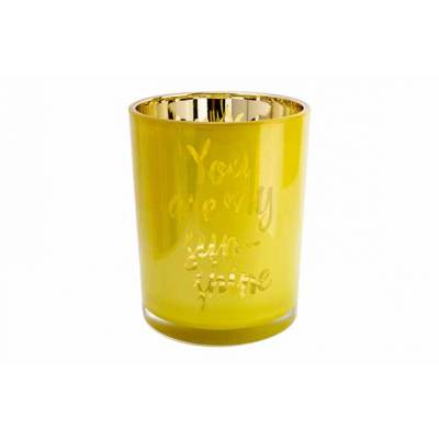 Theelichthouder You Are My Sunshine Geel  D10xh12,5cm Glas  Cosy @ Home