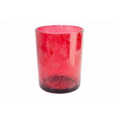 Theelichthouder Strawberries Rood D10xh1 2,5cm Glas  Cosy @ Home
