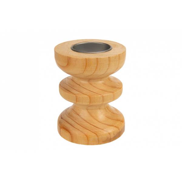 Theelichthouder Curves Natuur 8x8xh10cm Rond Hout 