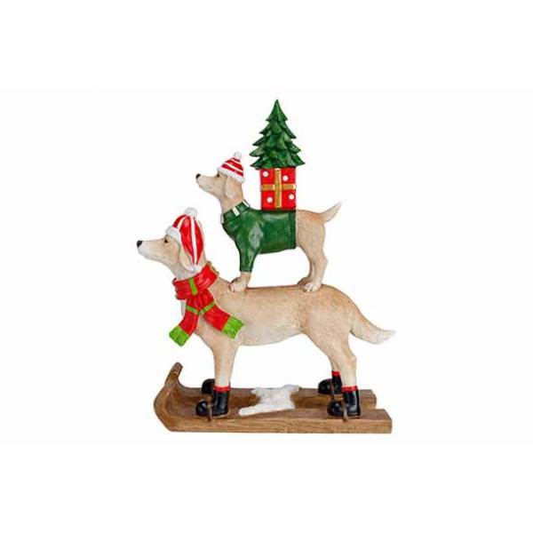 Slee 2 Dogs Gift Xmas Tree Multi-kleur 3 6x12xh46cm Andere Resin 