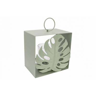 Bougeoir Leaf Vert 14,8x10,5xh17,5cm Rec Tangle Metal  Cosy @ Home