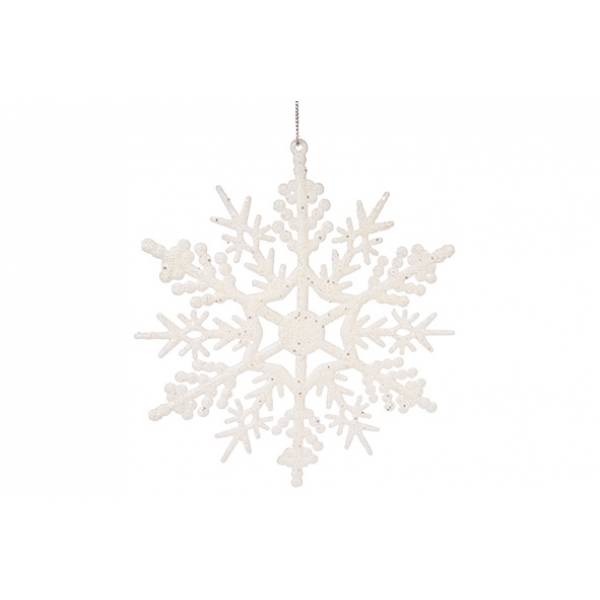 Sneeuwvlok Hanger Glitter Wit D18cm  