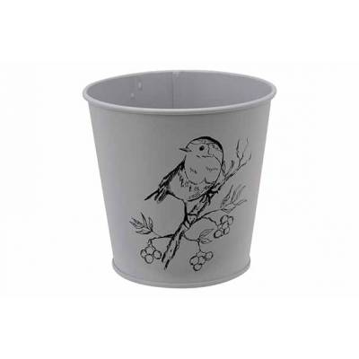 Bloempot Birdy Grijs 11x8,2xh10,5cm Rond  Conisch Metaal 