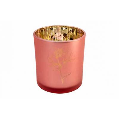 Theelichthouder Rose Roze D7xh8cm Glas   Cosy @ Home