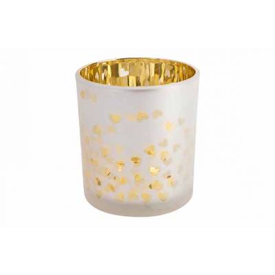 Bougeoir Golden Hearts Blanc D7xh8cm Ver Re  Cosy @ Home