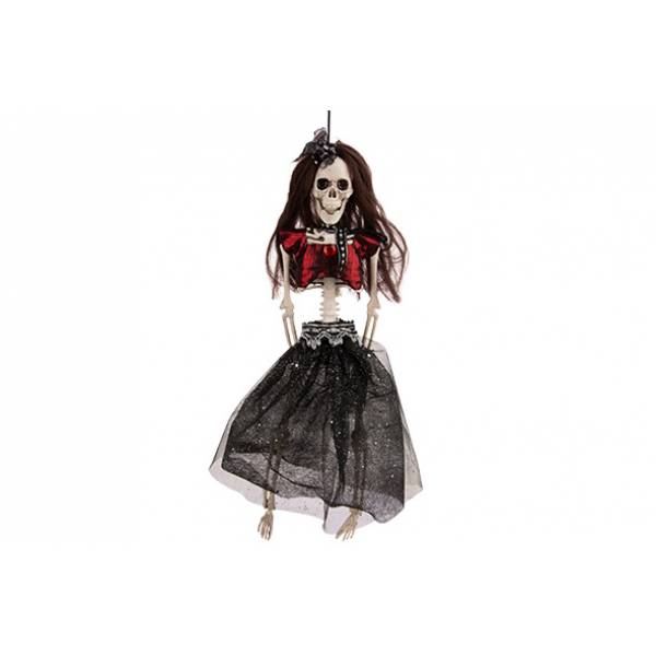 Skelet Hangend Girl Zwart 9x6xh40cm Pvc  