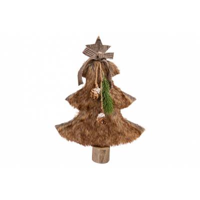 Kerstboom Faux Fur Bruin 28x6xh37cm Hout  
