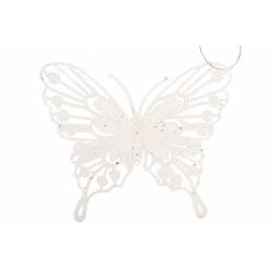 Vlinder Hanger Glitter Wit 10xh9cm  
