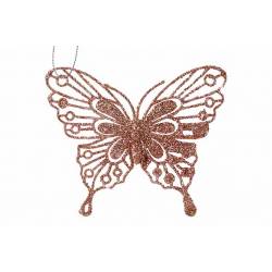 Vlinder Hanger Glitter Roze 10xh9cm  