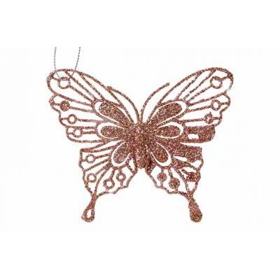 Vlinder Hanger Glitter Roze 10xh9cm   Cosy @ Home