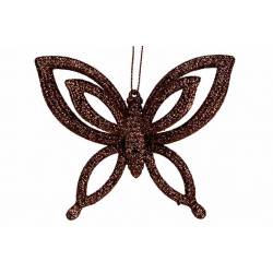 Cosy @ Home Hanger Butterfly Glitter Bruin 10x2,5xh8 ,5cm Kunststof 