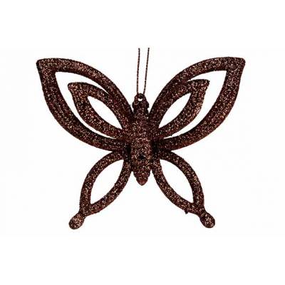 Hanger Butterfly Glitter Bruin 10x2,5xh8 ,5cm Kunststof 
