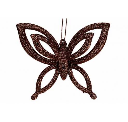 Hanger Butterfly Glitter Bruin 10x2,5xh8 ,5cm Kunststof  Cosy @ Home