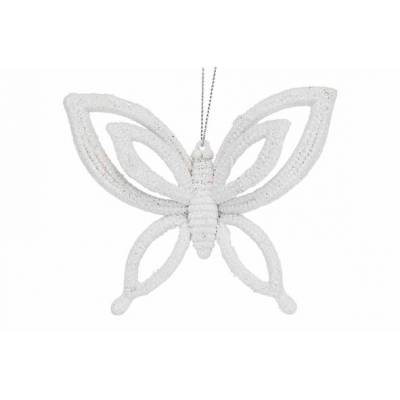 Hanger Butterfly Glitter Wit 10x2,5xh8,5 Cm Kunststof  Cosy @ Home
