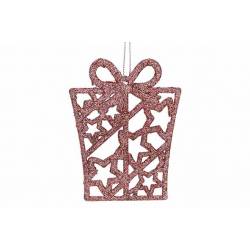 Hanger Gift Glitter Roze 8xh10cm Kunsts Tof 