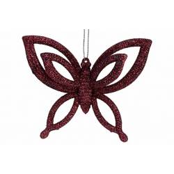 Hanger Butterfly Glitter Bordeaux 10x2,5 Xh8,5cm Kunststof 