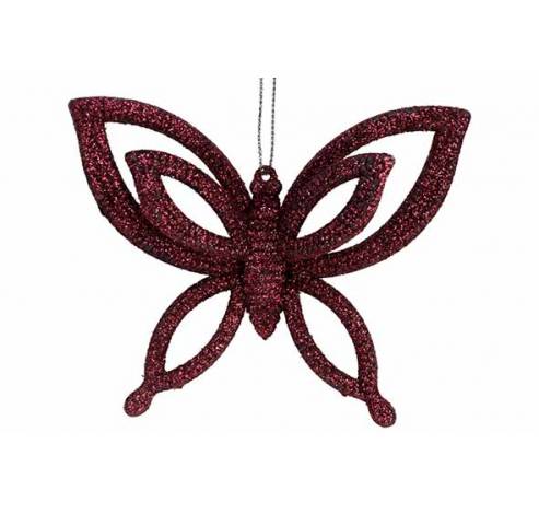 Hanger Butterfly Glitter Bordeaux 10x2,5 Xh8,5cm Kunststof  Cosy @ Home