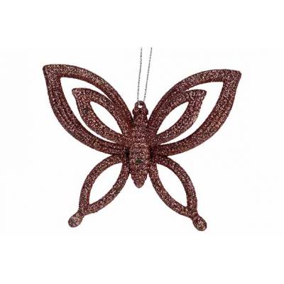 Hanger Butterfly Glitter Roze 10x2,5xh8, 5cm Kunststof  Cosy @ Home