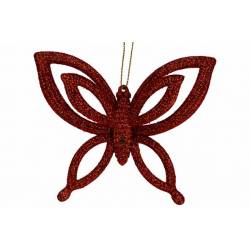 Hanger Butterfly Glitter Rood 10x2,5xh8, 5cm Kunststof 