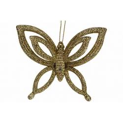Hanger Butterfly Glitter Goud 10x2,5xh8, 5cm Kunststof 