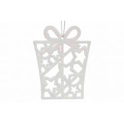 Hanger Gift Glitter Wit 8xh10cm Kunstst Of 