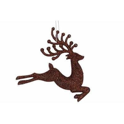Hanger Deer Glitter Bruin 12xh12cm Kunst Stof  Cosy @ Home