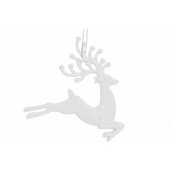 Hanger Deer Glitter Wit 12xh12cm Kunstst Of 
