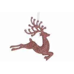 Cosy @ Home Hanger Deer Glitter Roze 12xh12cm Kunsts Tof 