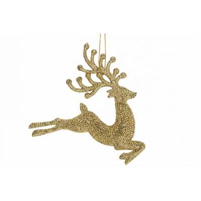 Hanger Deer Glitter Goud 12xh12cm Kunsts Tof  Cosy @ Home