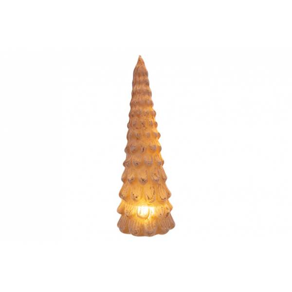 Kerstboom Led Roze 8x8xh21cm Glas  Incl 3 Lr44 Batt 