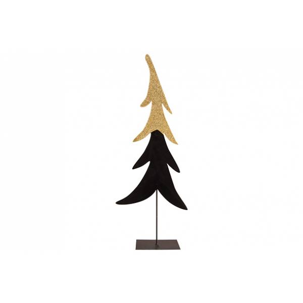 Kerstboom Goldy Zwart 12,2x6xh40cm Langw Erpig Metaal 