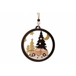 Hanger Kerstboom  Black Xmas Tree Car Na Tuur 13x,6xh12cm Rond Hout 