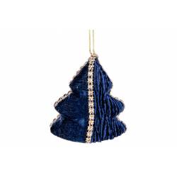 Hanger Velvet Gold Strass Xmas Tree Blau W 8x3xh8cm Kunststof 