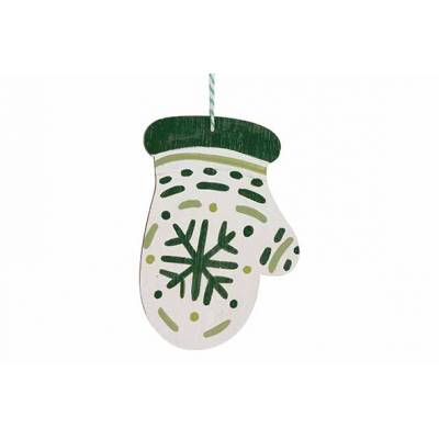 Hanger Glove Snowflake Groen 12,5x,5xh9cm Andere Hout 