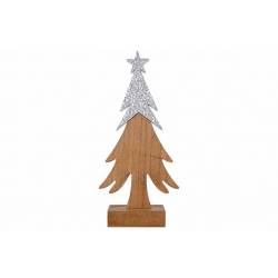 Cosy @ Home Kerstboom Top Silver Hammered Bruin 12,5 X5xh27cm Andere Hout 