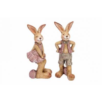 Lapin Ass2 Lovely Lavender Taupe 6,5x5,5 Xh13,5cm Polyresine  Cosy @ Home