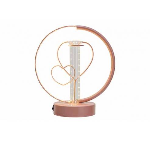 Lamp Hearts - Vase - Led Light 3aa Bat N Ot Incl Roze 19x10,5xh21cm Rond Metaal  Cosy @ Home