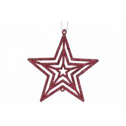Hanger Star Glitter Bordeaux 10xh10cm Ku Nststof 