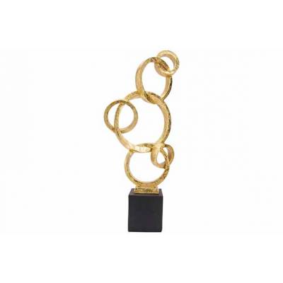 Ornament Circles On Black Stander Brass 16x7xh38cm Langwerpig Polyresin  Cosy @ Home