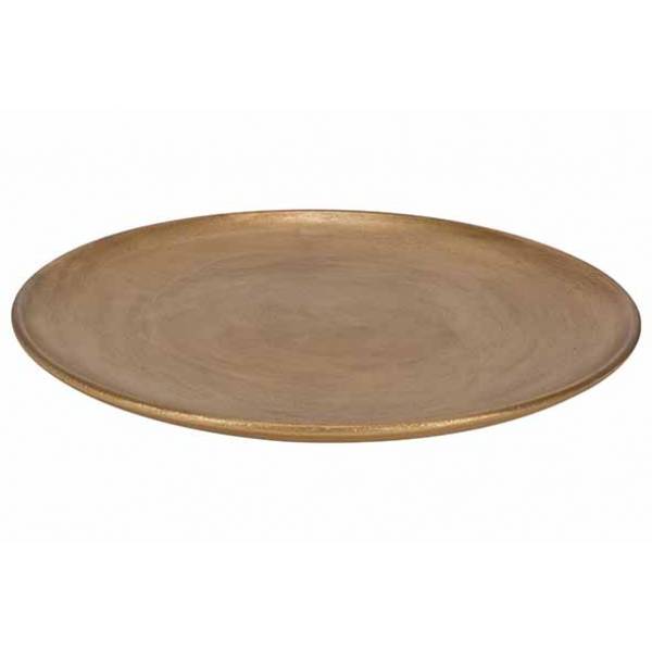 Schaal Lovely Goud 39,5x39,5xh3,5cm Rond  Hout 