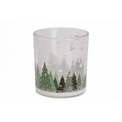 Theelichthouder Green Trees Transparant 7x7xh8cm Glas  Cosy @ Home
