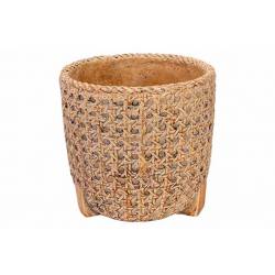 Cosy @ Home Cachepot Wicker Beige 15,5x15,5xh15cm Ro Nd Ciment 