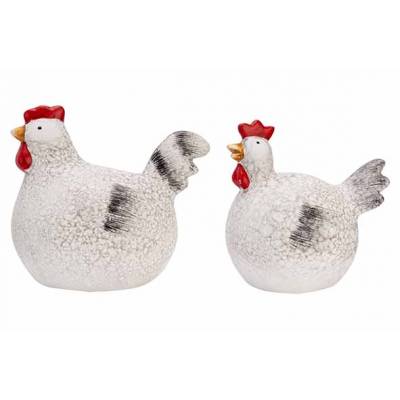 Poule Ass2 Red Comb Hen-rooster Gris 15x 10xh13cm Polyresine  Cosy @ Home